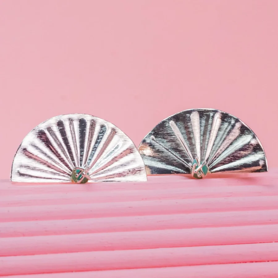 Aretes Abanico Esmeralda Silver - Imagen 2