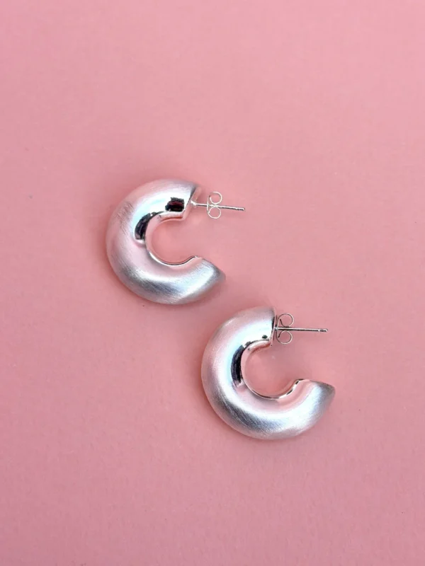 Aretes Nigeria XL Silver Matte - Imagen 1