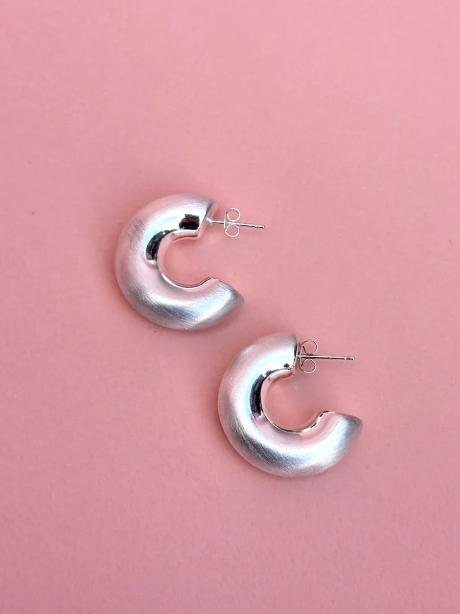 Aretes Nigeria XL Silver Matte - Imagen 1