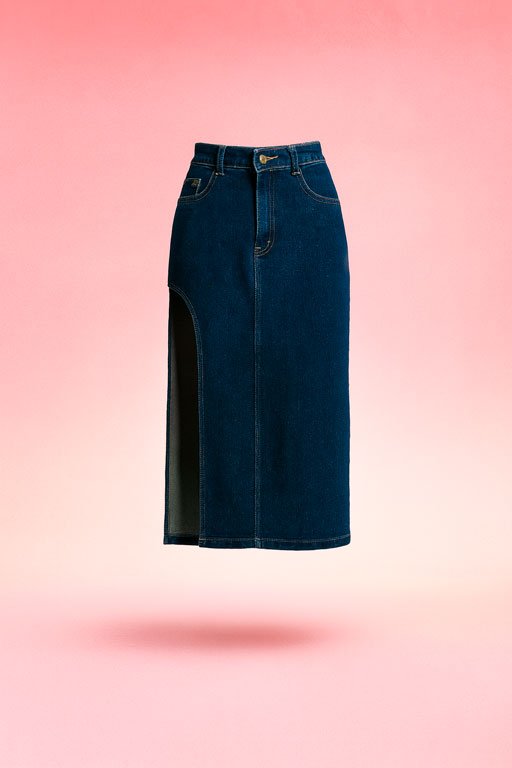 Falda Abertura Denim Oscuro