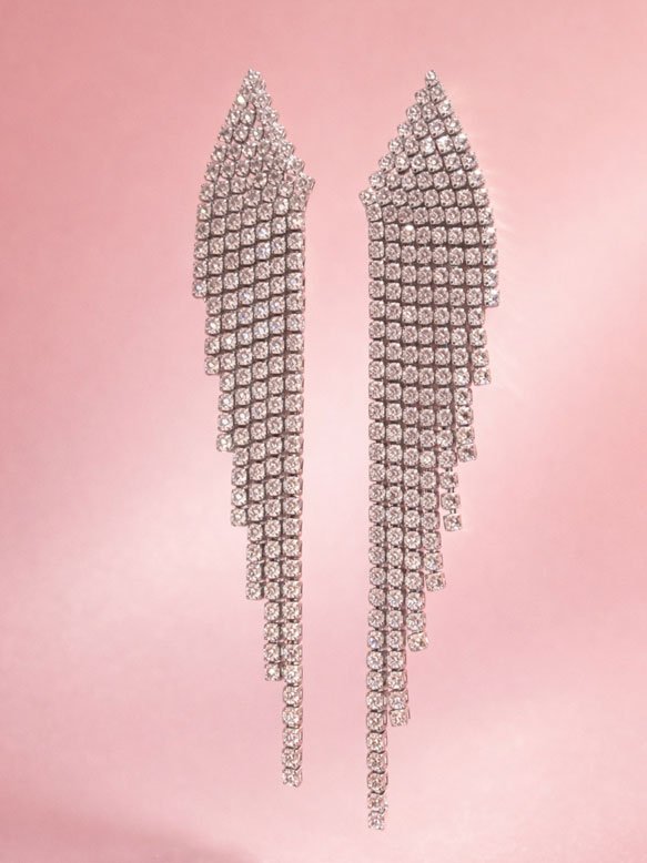 Aretes Lluvia de cristales Silver